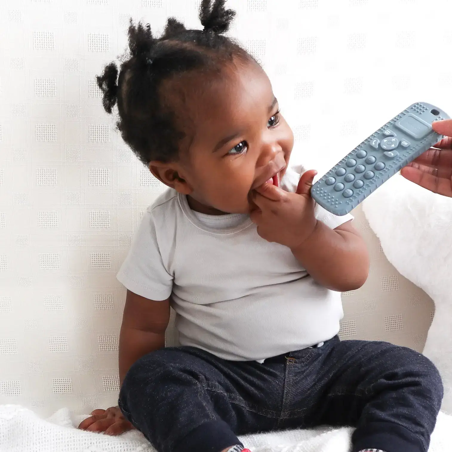 Sensory Popper Teether Phone - Dusty Pink for wholesale on Faire6