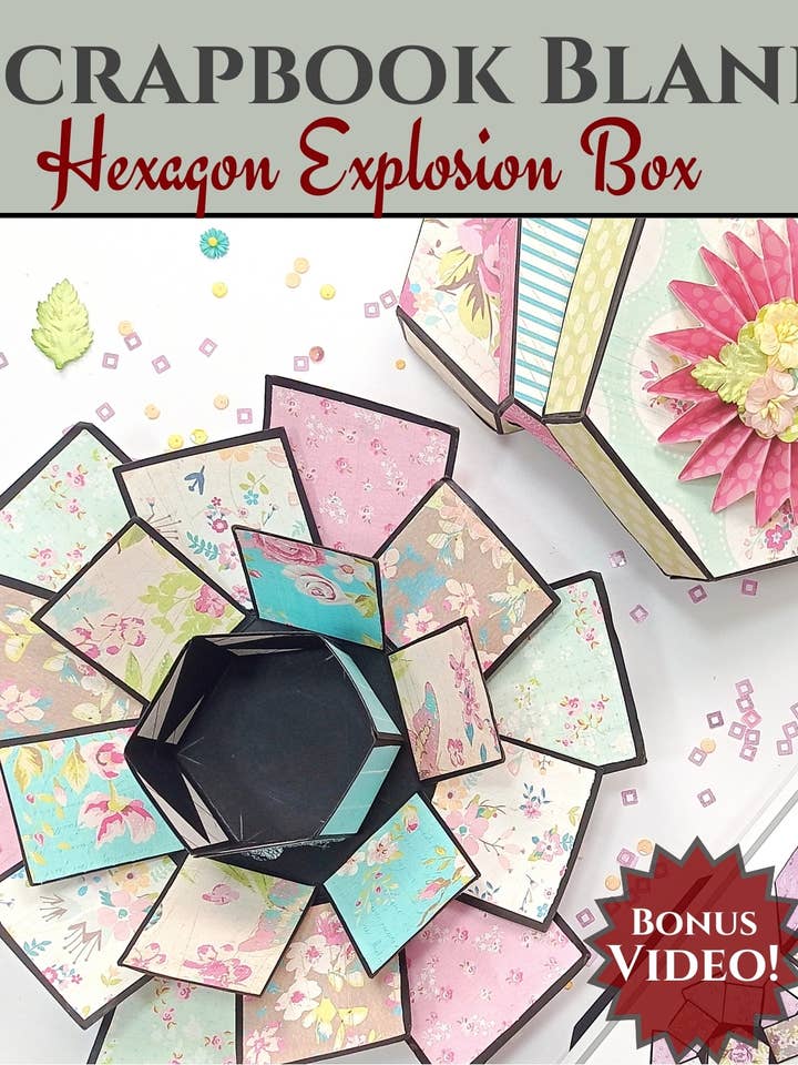 CrafTreat Hexagon Explosion Box DIY set 1 Black 1 Kraft for wholesale by CrafTreat