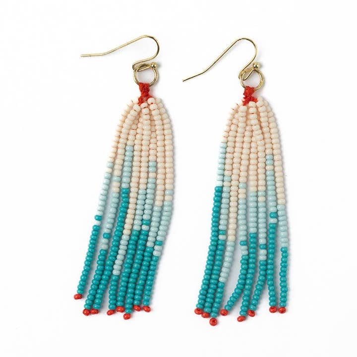 Abbey Tassel Ombre Seed Bead Earring Turquoise for wholesale by INK + ALLOY