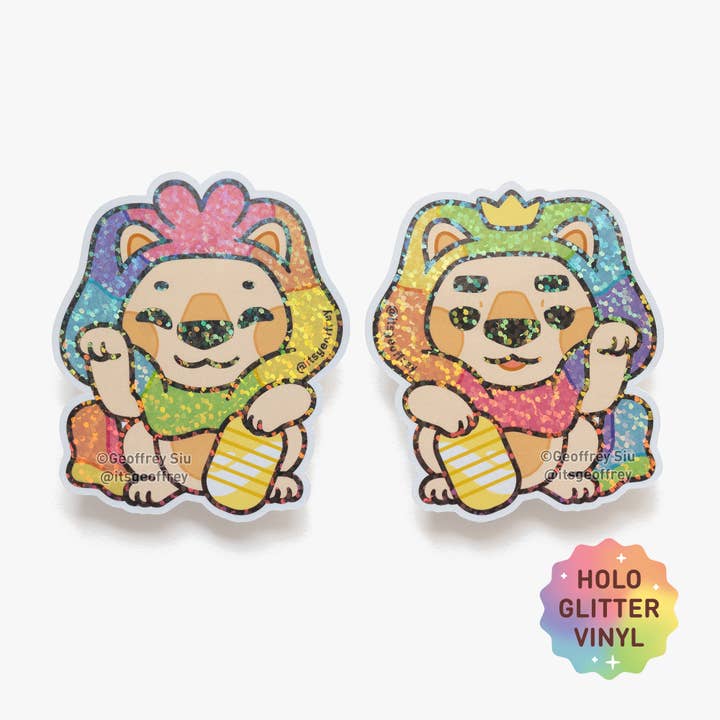 Maneki Adam & Steve Glitter Stickers (2.75") for wholesale by Geoffrey Siu Art LLC