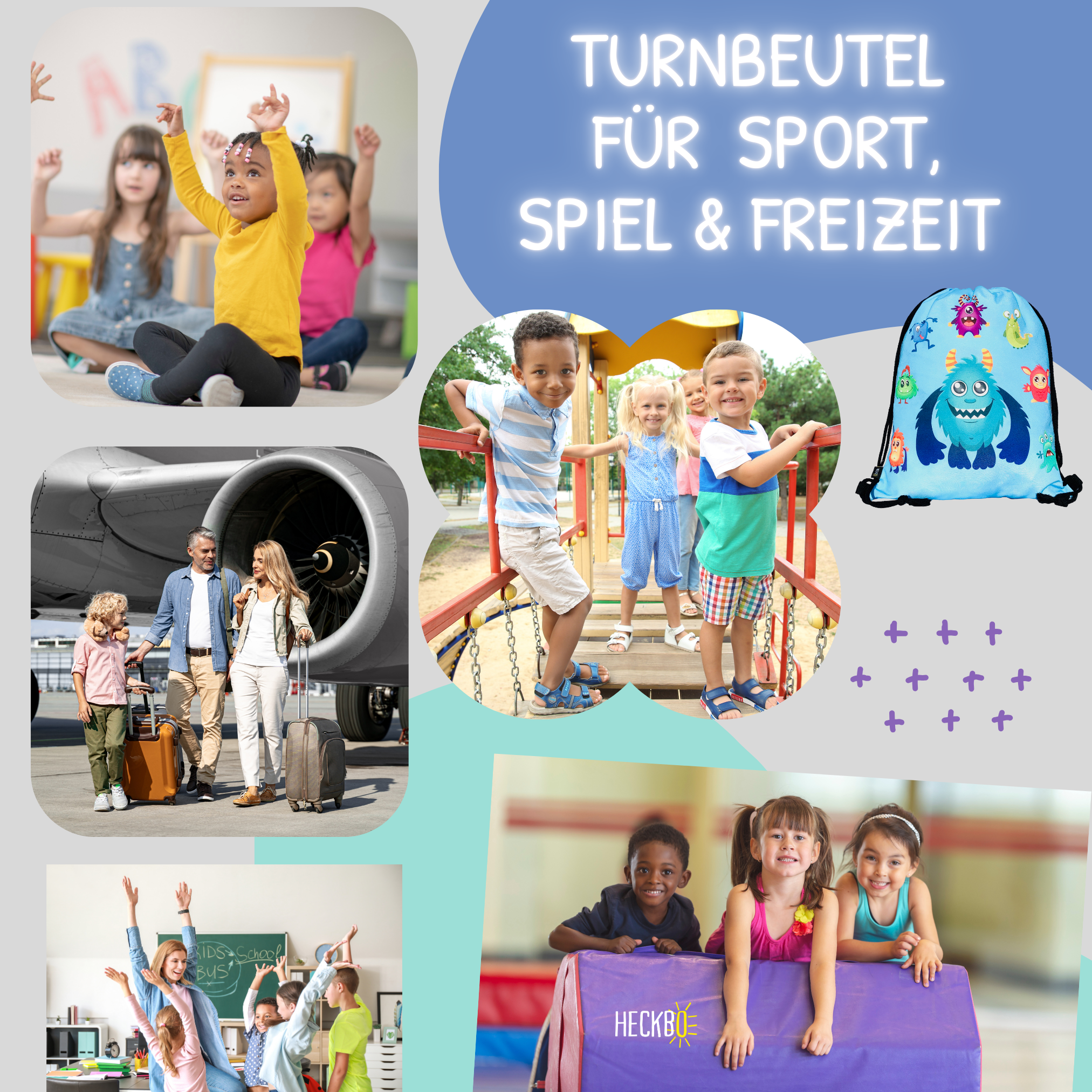 HECKBO - Wholesale Drawstring Bag - Kids - Monster children's gym bag5