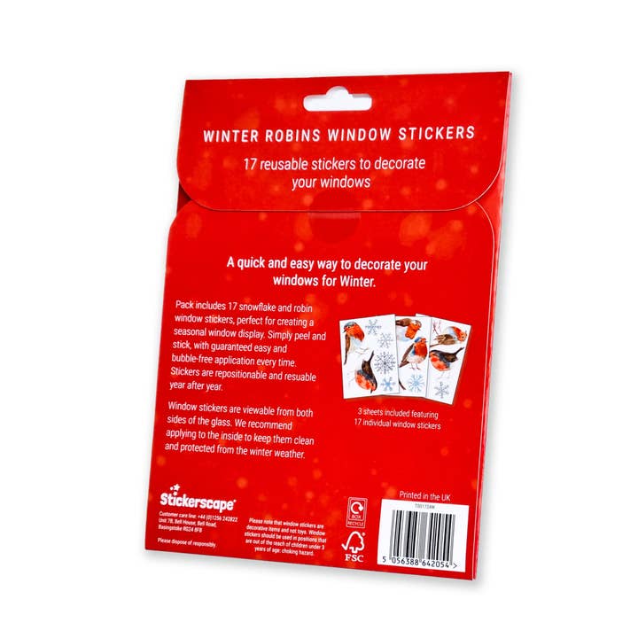 Stickerscape – wholesale Wall decal/stickers – Winter Robins & Snowflakes Window Stickers1