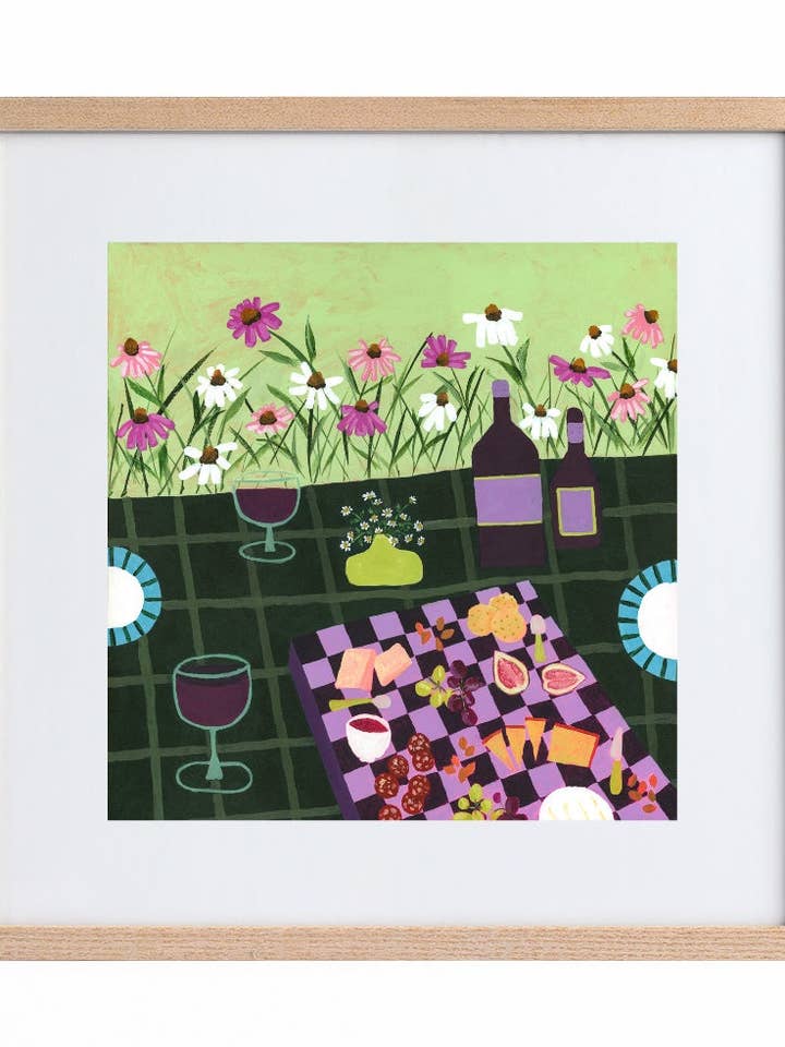 « Heure Heureuse au Jardin » Impression sur Toile Carrée pour la vente par Allie Burton Art