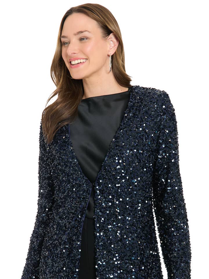 VESTE À MANCHES LONGUES EN SEQUINS À COL EN V pour la vente par Maggy London Group