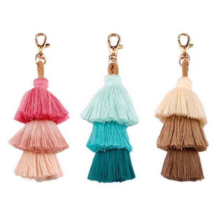 Mavi Bandz - Wholesale Keychain – Women's - Bohemian Layered Tassel Bag Purse Keychain Charm Boho