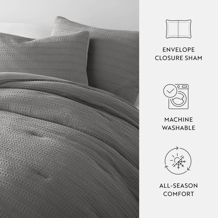 ienjoy Home - Wholesale Bedding Set - Waffle Textured 3 Piece Down Alternative Comforter Set7