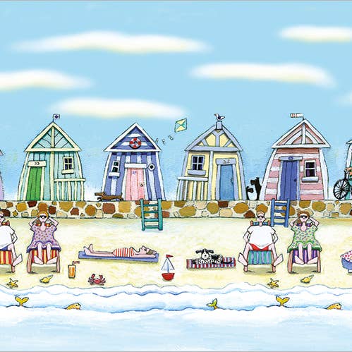 Beach Huts Greeting Card for wholesale by Lilac Tree Designs