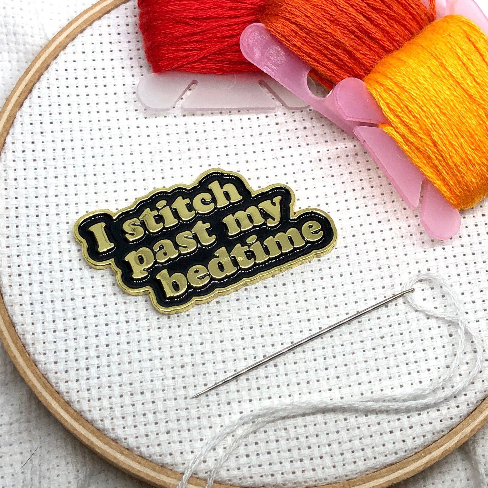 Snarky Crafter Designs - Wholesale Embroidery/Cross Stitch Supplies - I Stitch Past My Bedtime Magnetic Enamel Needle Minder2