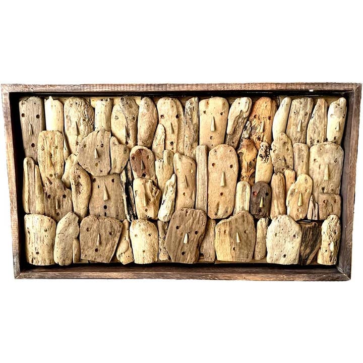 OMA - Eclectic Home - Wholesale Sculpture - Driftwood Dimensional Faces Modern Abstract Wall Sculpture