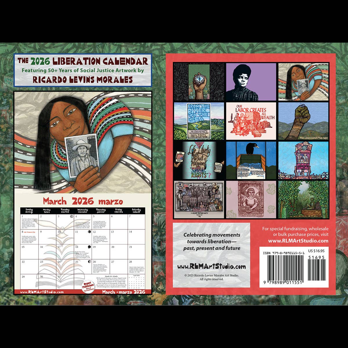 Ricardo Levins Morales Art Studio - Wholesale Calendar - 2026 Ricardo Levins Morales Liberation Calendar1