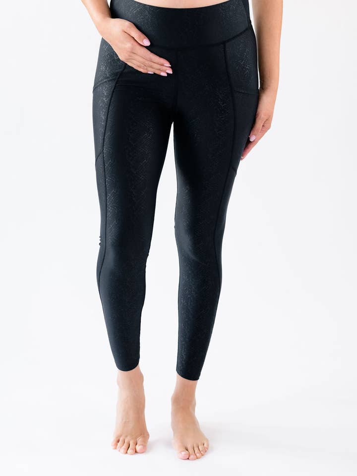 Cindy High Waisted High Shine 7/8 Legging - Zwart gespikkeld voor wholesale door Berkley Clothing