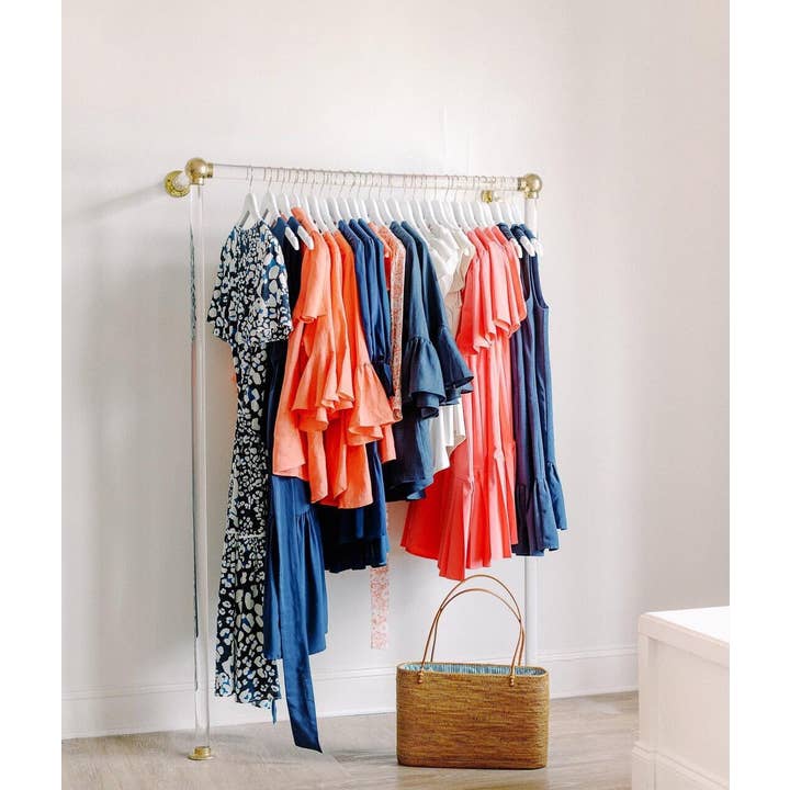 LuxHoldups - Wholesale Clothes Hangers - Lucite Brass Clothing Rack for Retail Display by Luxholdups1