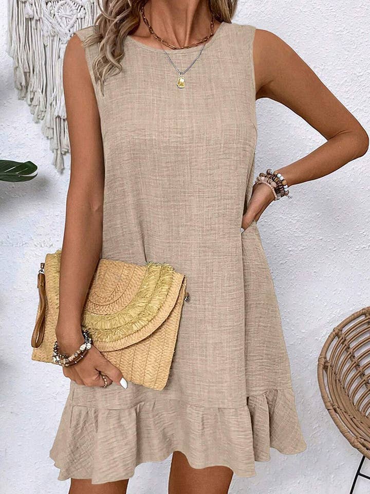 Lovesoft - Wholesale Dress - Women's - Ashleigh Blue Knot Scoop Back Ruffle Hem Sleeveless Mini Dress