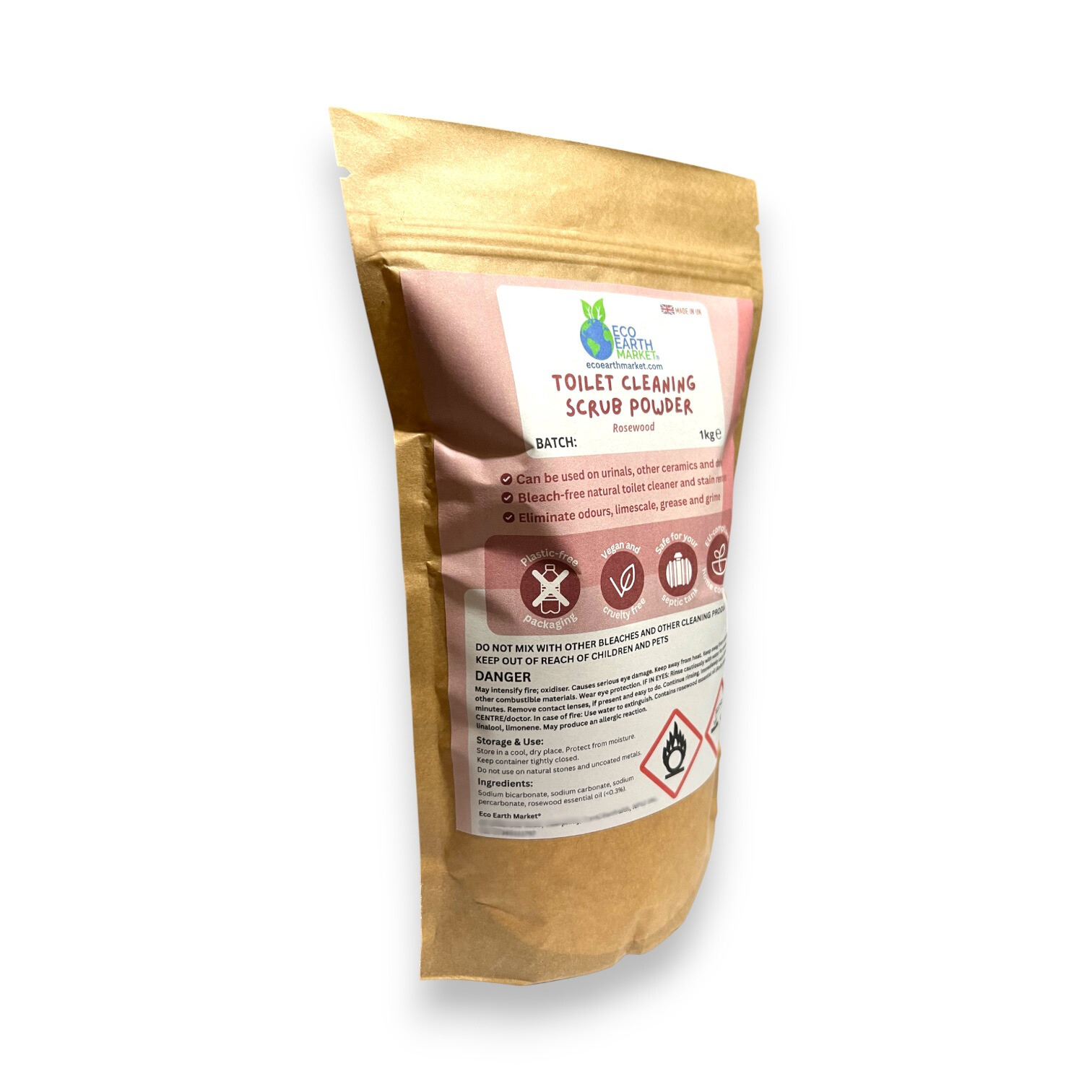 Eco Earth Market - Wholesale Toilet Cleaner - Rosewood Toilet Cleaning Scrub Powder 1kg1