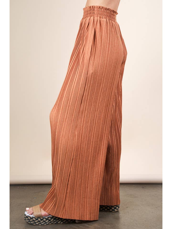 VERY J - Wholesale Pants - Women's - NP70826-Leopard Print & Solid Wide Leg Pleated Pants10