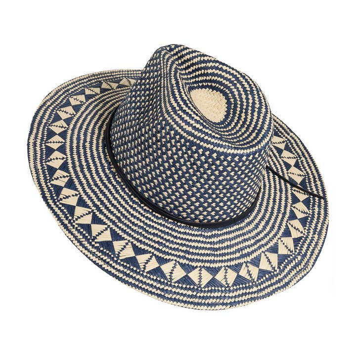 American Hat Makers - Vente Chapeau de paille – femme - Chapeau de soleil en paille style safari bicolore - modèle Eppie11