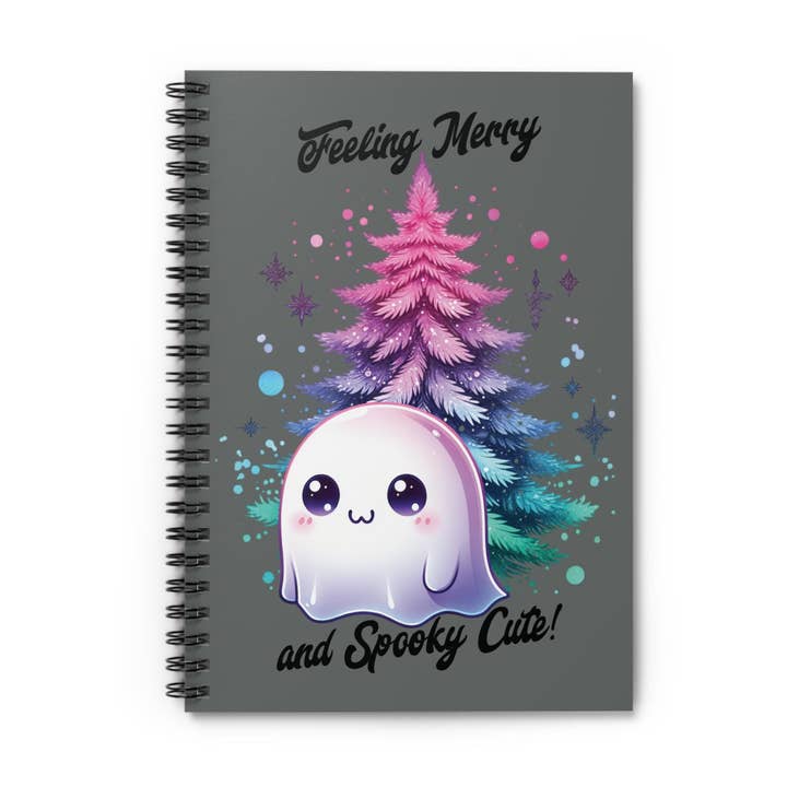 Caderno de Natal com Fantasma Fofo Kawaii e Árvore Pastel Linhada por atacado de Hallowed Relics