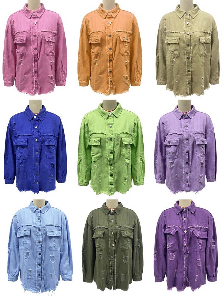 Rosa Clothing - Wholesale Denim Jacket - Women's - Ripped Long-Sleeved Denim Jacket16