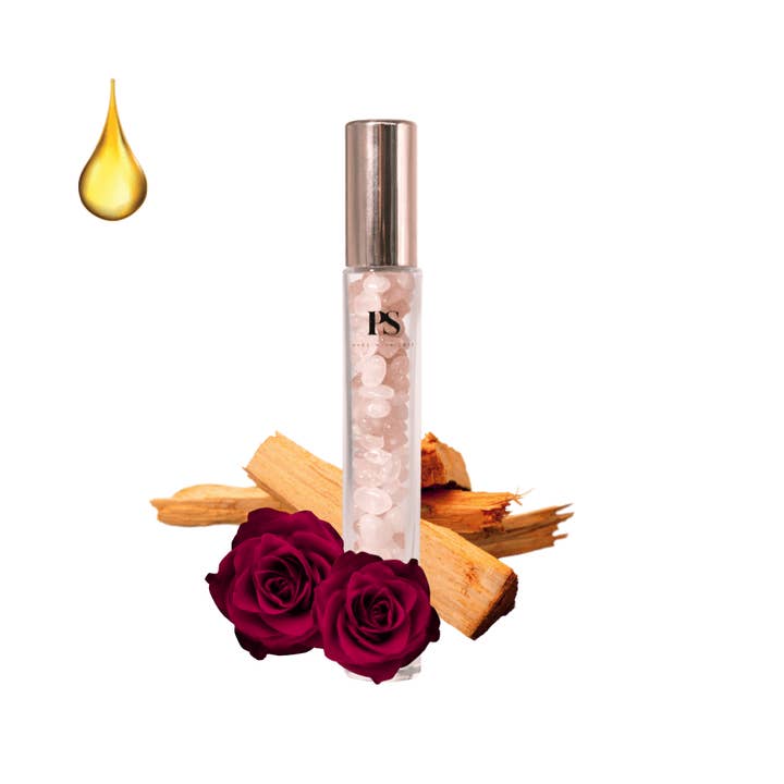 Sandalwood & Rose Oil - Rose Quartz Essential Oil Roller for wholesale by Positivity Shop
