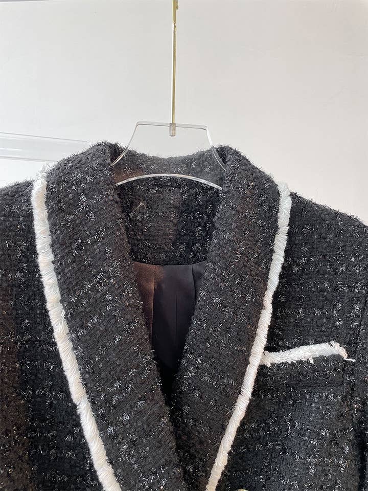 Productseeker - Wholesale Suit set – Women′s - SET018 Tweed Blazer And Short Set Fomal Blazer Set Two Piece4