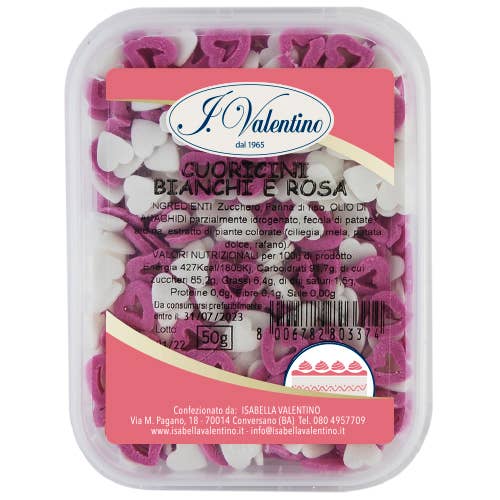Weiße und rosa Zuckerherzen für den Großhandel von Isabella Valentino