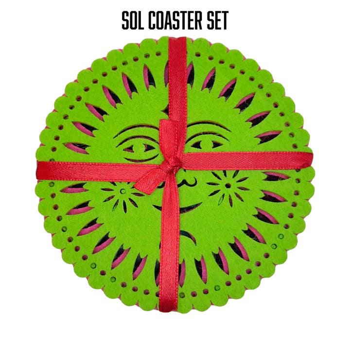 Xochico - Wholesale Coasters - Double-sided Felt "Papel Picado" Coaster Sets (Florals)9