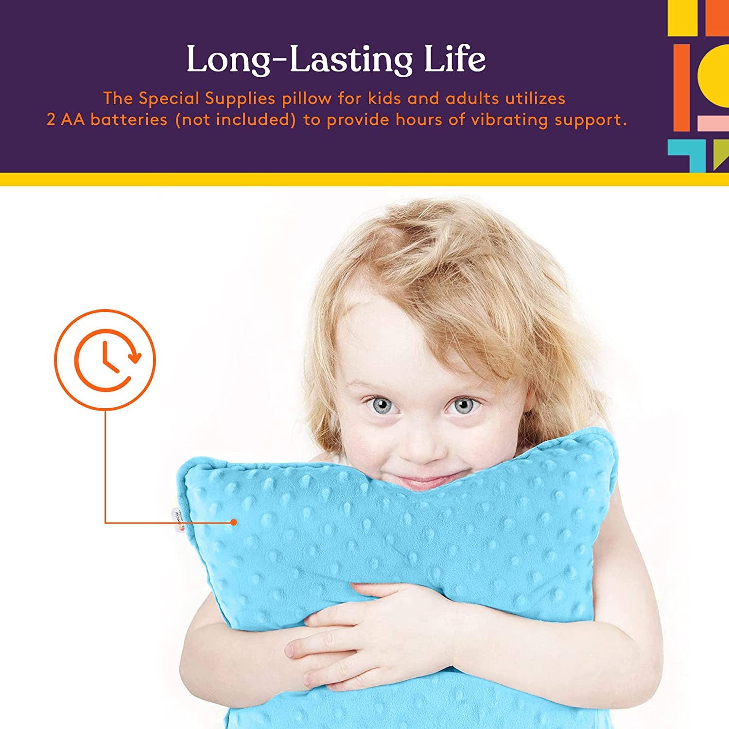 Special Supplies - Wholesale Pillow/Cushion - Kids & Baby - Sensory Vibrating Pillow – Pressure-Activated Calming Support for Kids & Adults, 12” Plush with Textured Bumps, 3 Vibration Modes, Music & Voice Recording (Blue)6