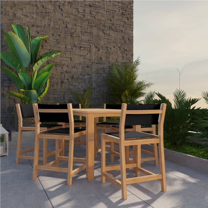 Pearl Teak Patio Counter Height Dining Set 7PC for wholesale by LOOMLAN