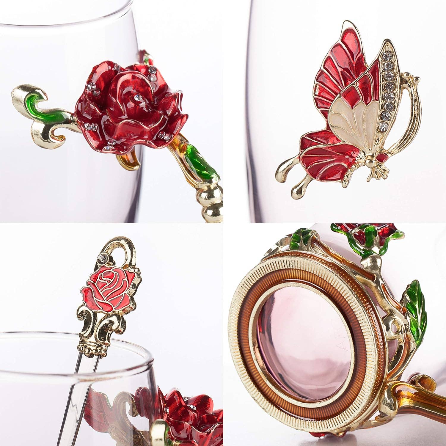 Brew To A Tea – Großhandel Tee-/Kaffeetasse – BTaT Glas-Teetassen-Set mit Blumenmotiv – 2 elegante Tassen2