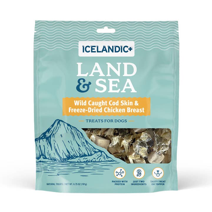 Icelandic+ - Wholesale Pet Treats - Dog - Land & Sea Cod Skin & Freeze-Dried Chicken Treats for Dogs2