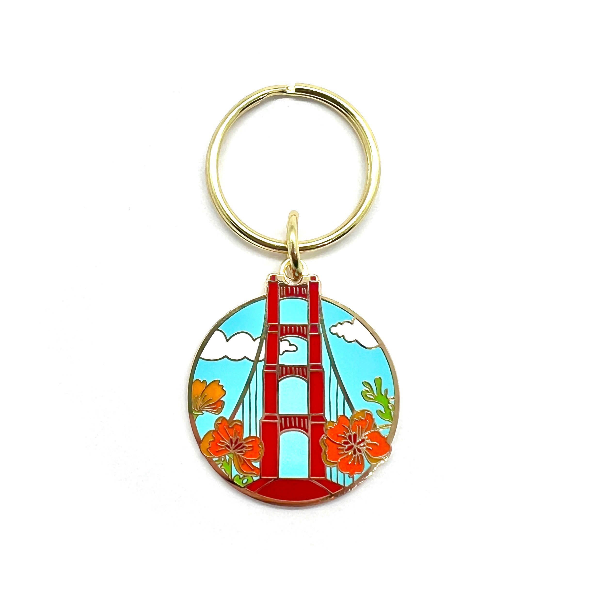 Brenna Daugherty Illustration - Wholesale Keychain - Women's - San Francisco Golden Gate Bridge Enamel Keychain0