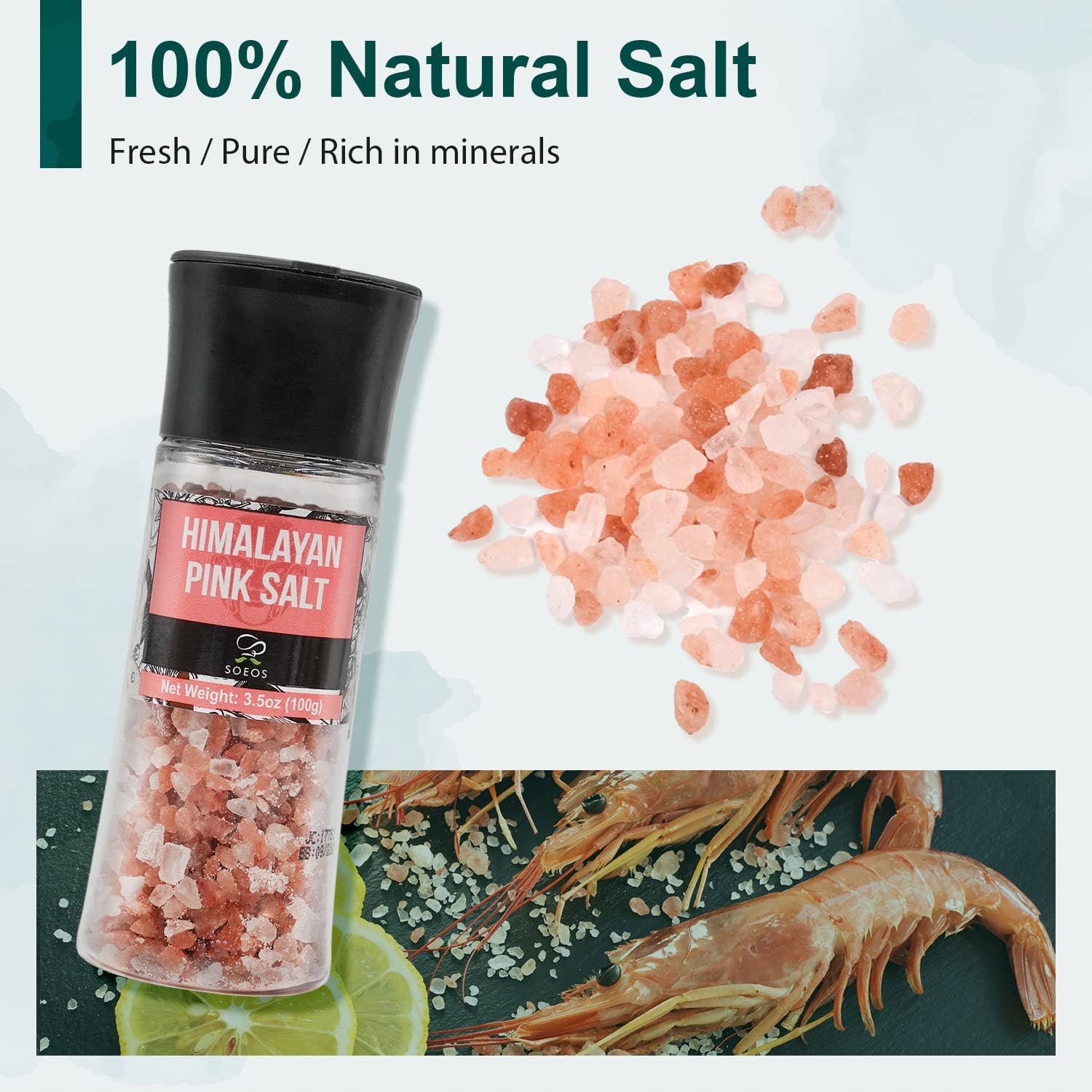 soeos – wholesale Salt & pepper mix – Soeos Black Peppercorns + White Sea Salt + Rainbow Peppercorns + Pink Salt, 9.8oz(277.82g) Spice Total, Plastic Bottle Grinder with Spice Included4