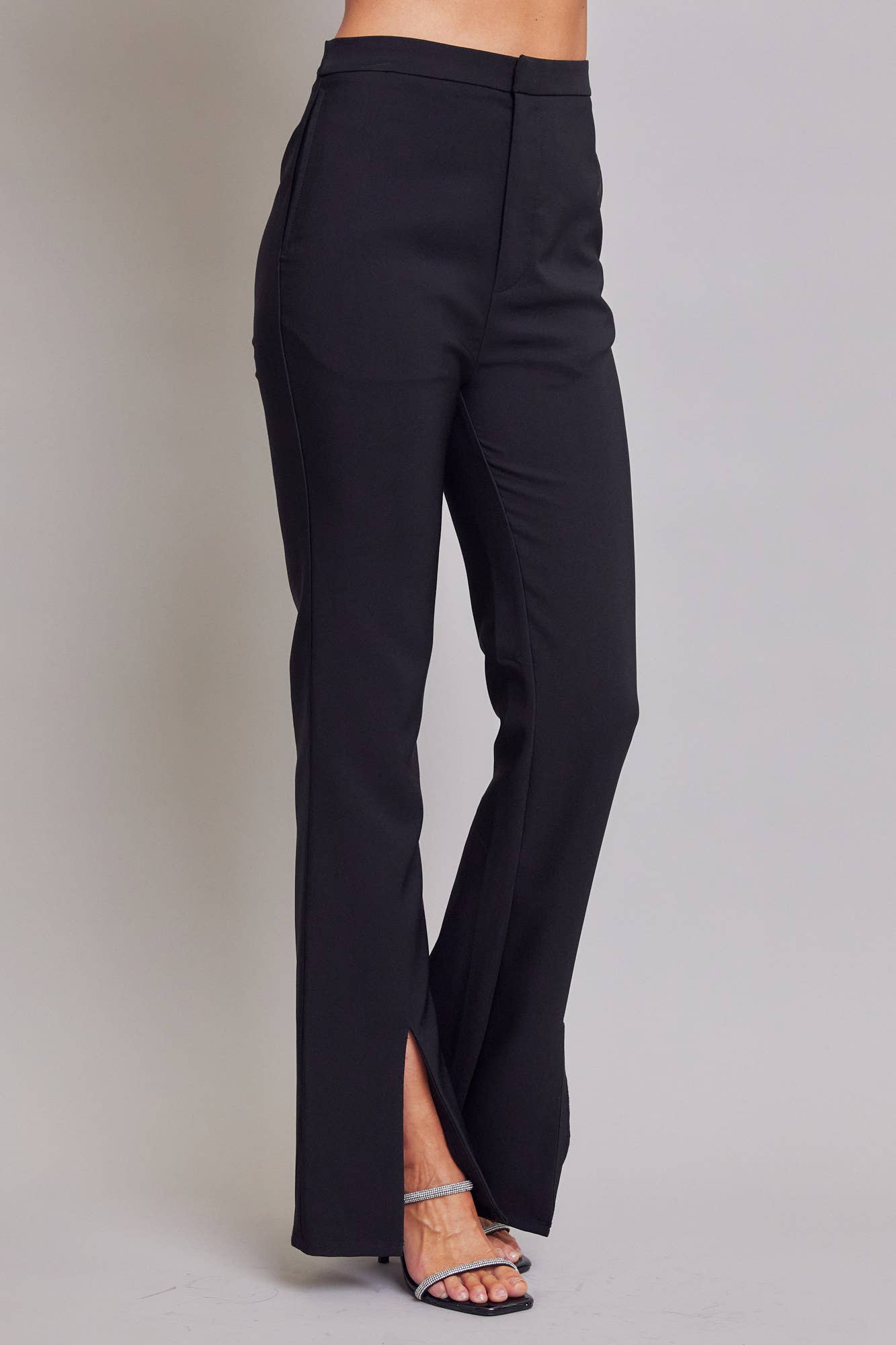 Black Woven Double Breasted Blazer with Ruffle Peplum & Pants Set for wholesale on Faire5