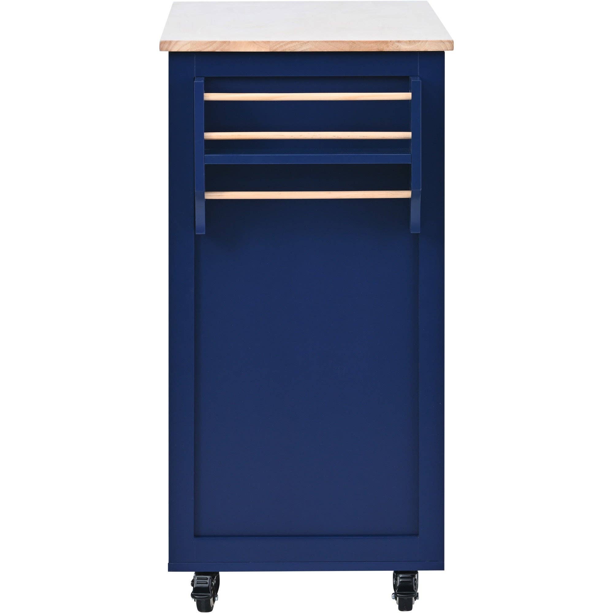 39F Inc. - Wholesale Kitchen Storage/Organizer - 53" Dark Blue Kitchen Island Cart with 8 Drawers & Wood 12