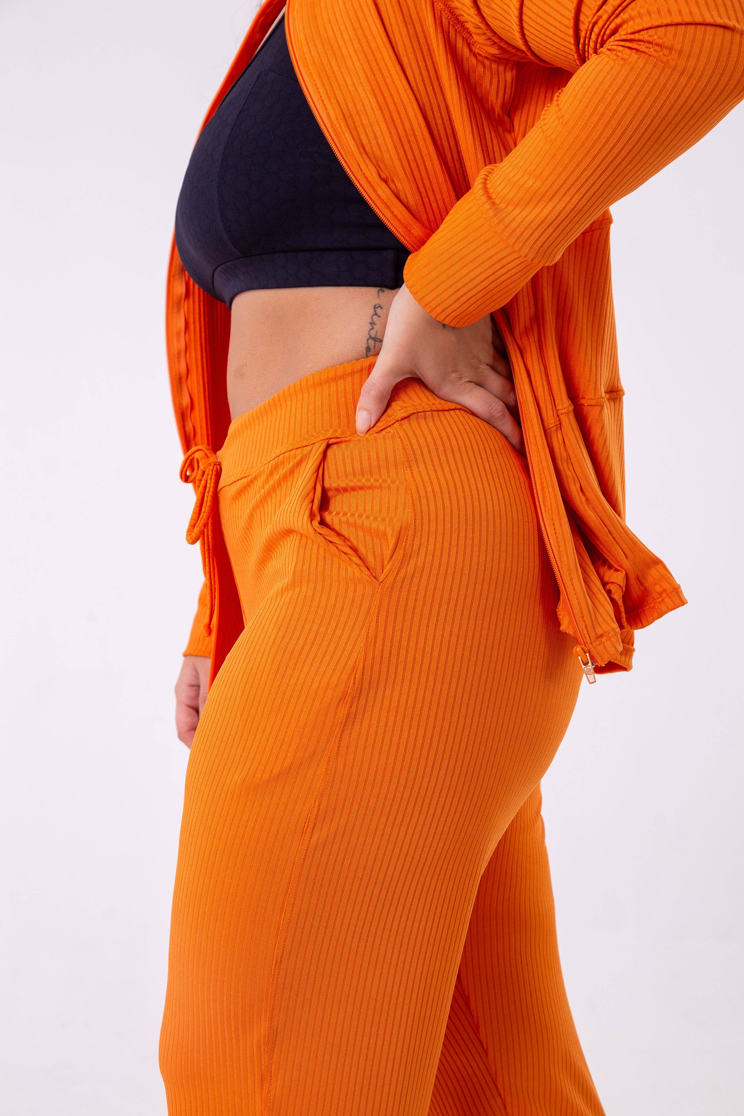Cloud9ine Activewear - Wholesale Athletic Sweatpants/Joggers - Women's - Orange Ribbed Jogger1