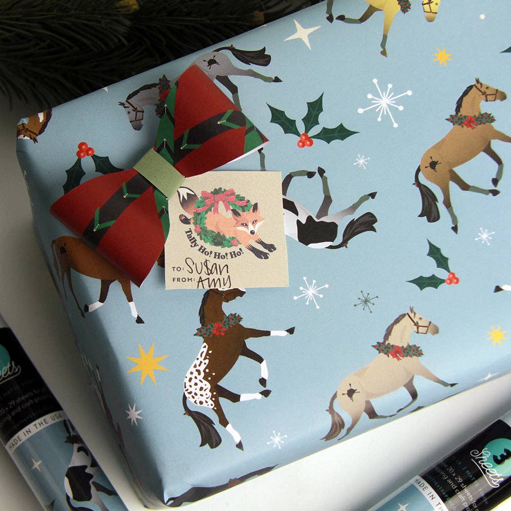 Hunt Seat Paper Co. - Wholesale Wrapping Paper Roll - Christmas Horse Gift Wrap2