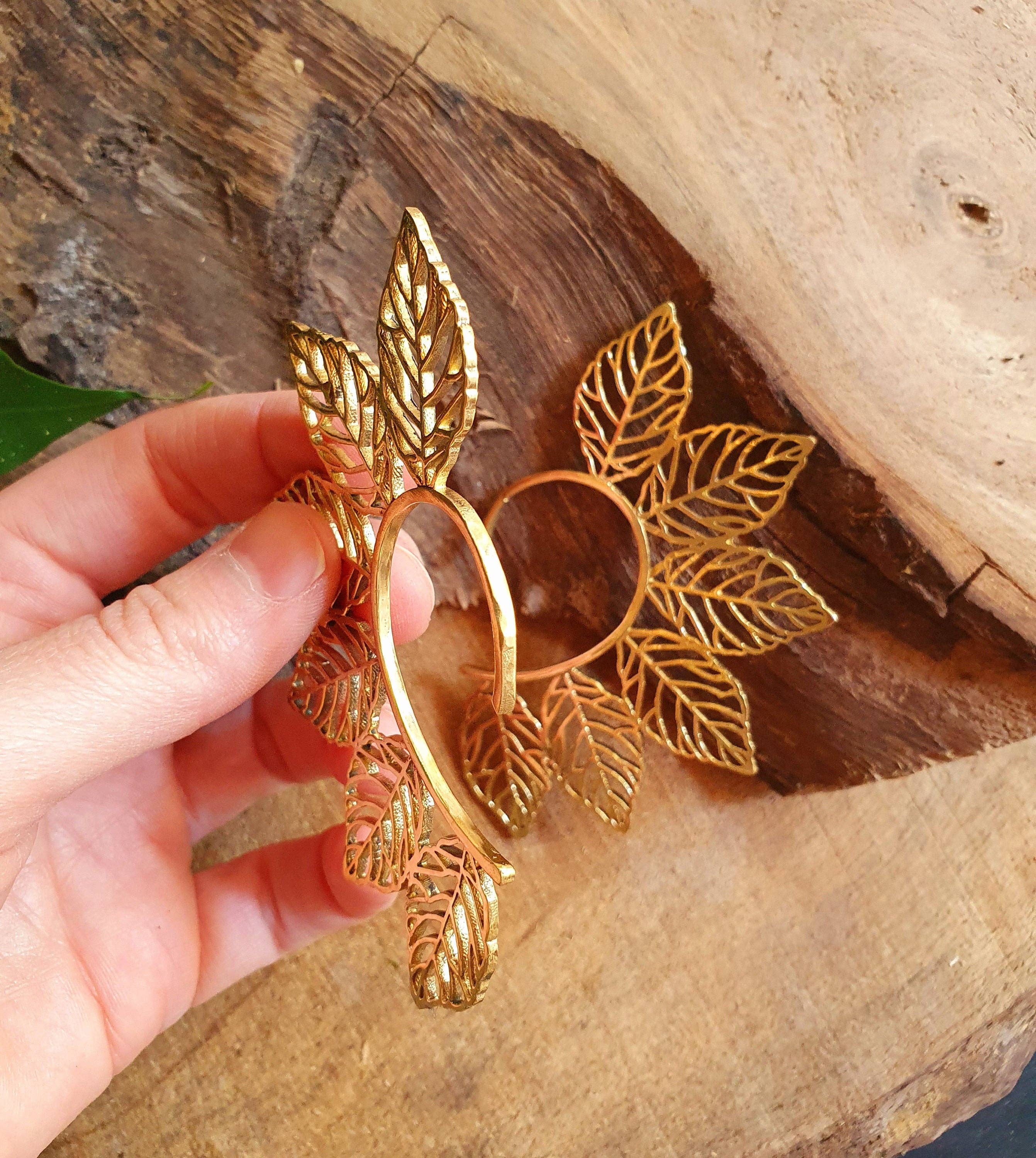 Kaali Boutique – wholesale Cuff/wrap earrings – Ear Cuff Brass Leaf design / Tribal / Boho / Costume / Fancy Dress / Cosplay / Festival Jewellery / Indian /3