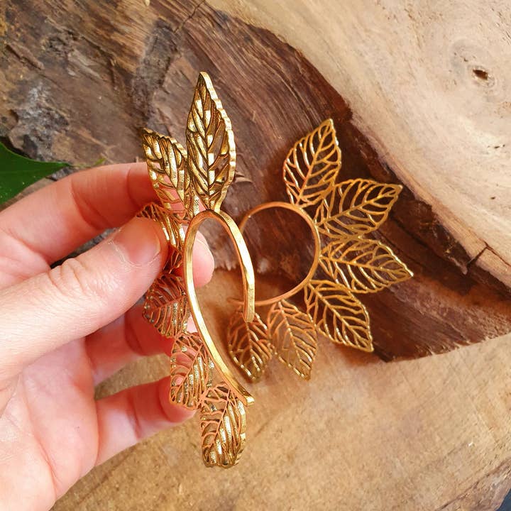 Kaali Boutique – wholesale Cuff/wrap earrings – Ear Cuff Brass Leaf design / Tribal / Boho / Costume / Fancy Dress / Cosplay / Festival Jewellery / Indian /3