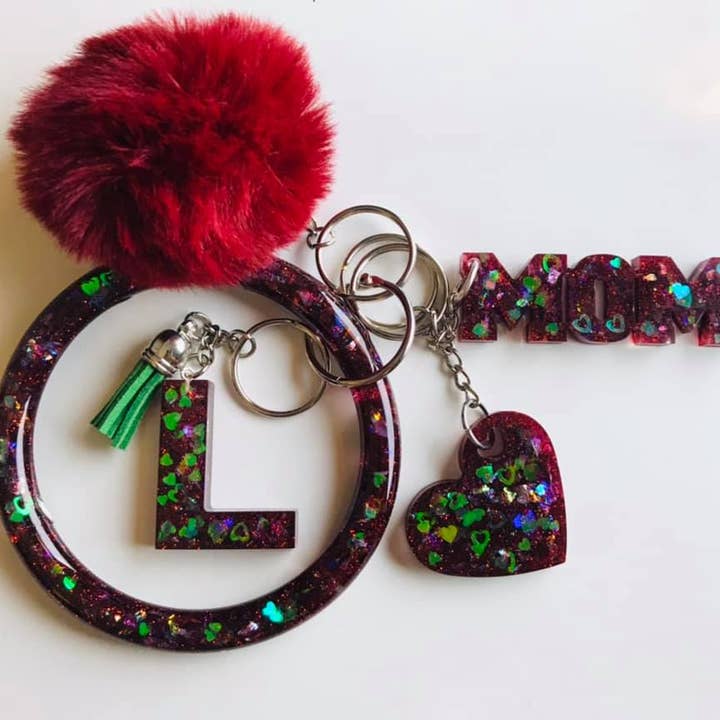 Maroon hjärta nyckelring armband armband Set för wholesale av Shop Drip Express