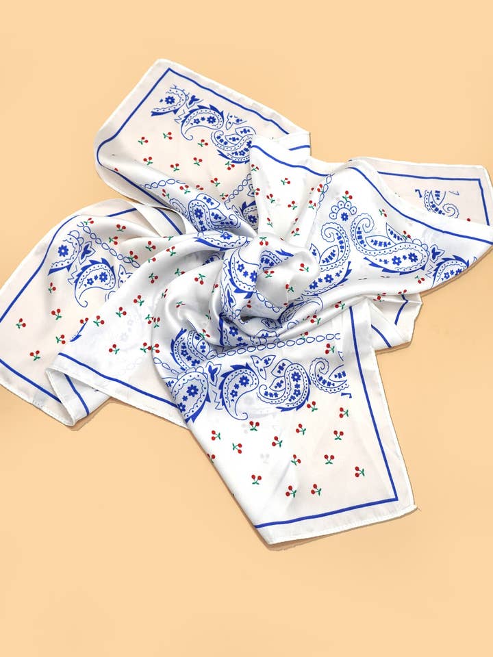 PAISLEY CHERRY PINK SILKY FEEL BANDANA SCARF | 40SC672 for wholesale by JOSSLYN by wall to wall