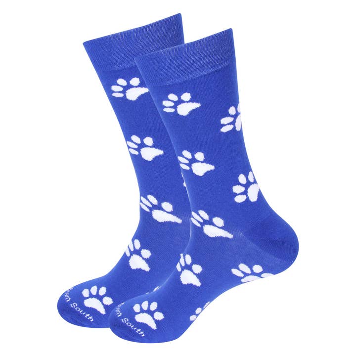 Barrel Down South - Wholesale Socks - Unisex - Blue Paw Print Socks
