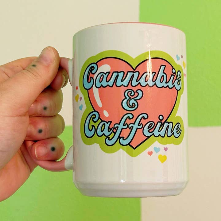 Coffee Mug Cannabis and Caffeine for wholesale by Chateau Blanche
