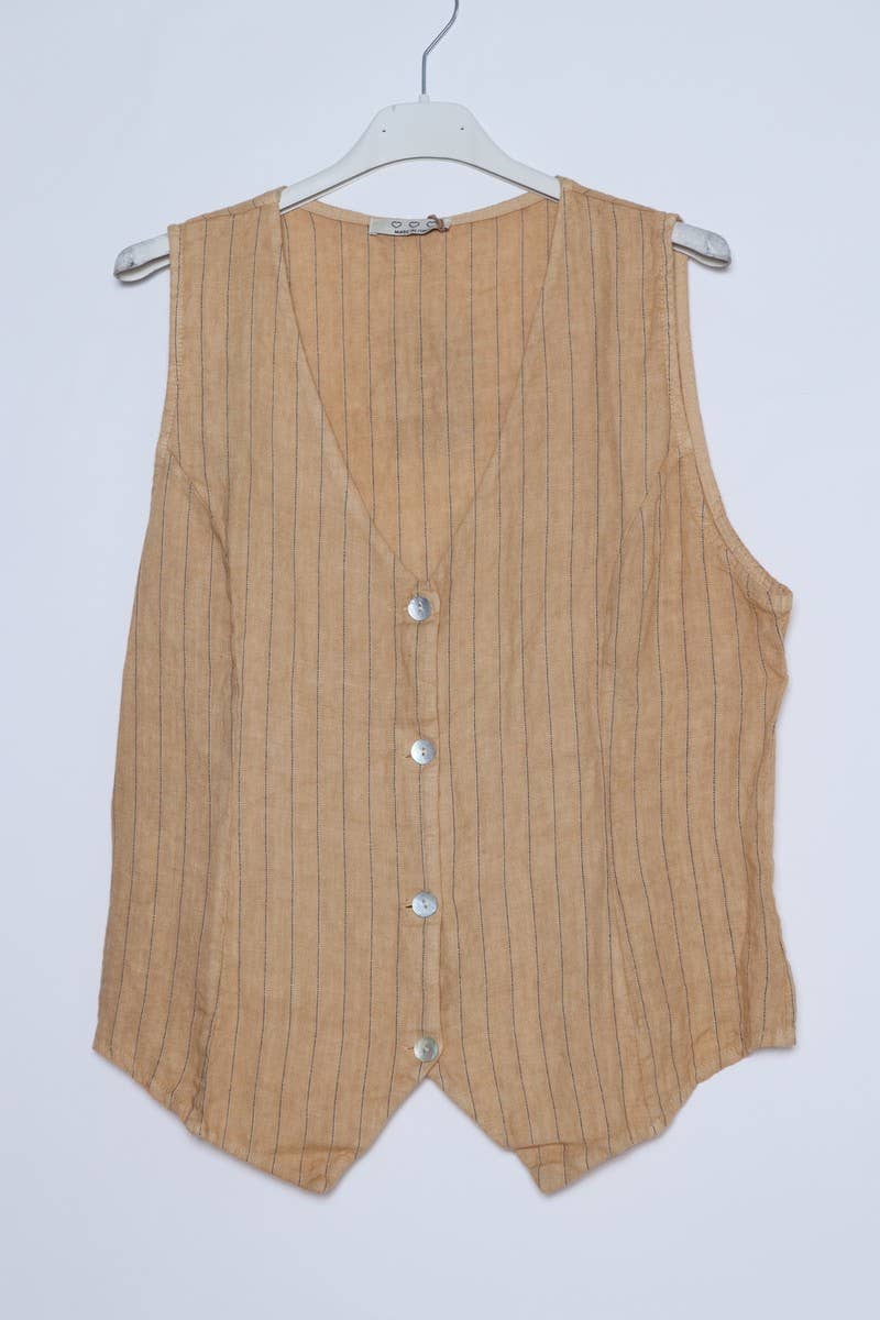LÉA & LUC - Wholesale Button Down Shirt - Women's - Sleeveless shirt in 100% Linen REF. 517010