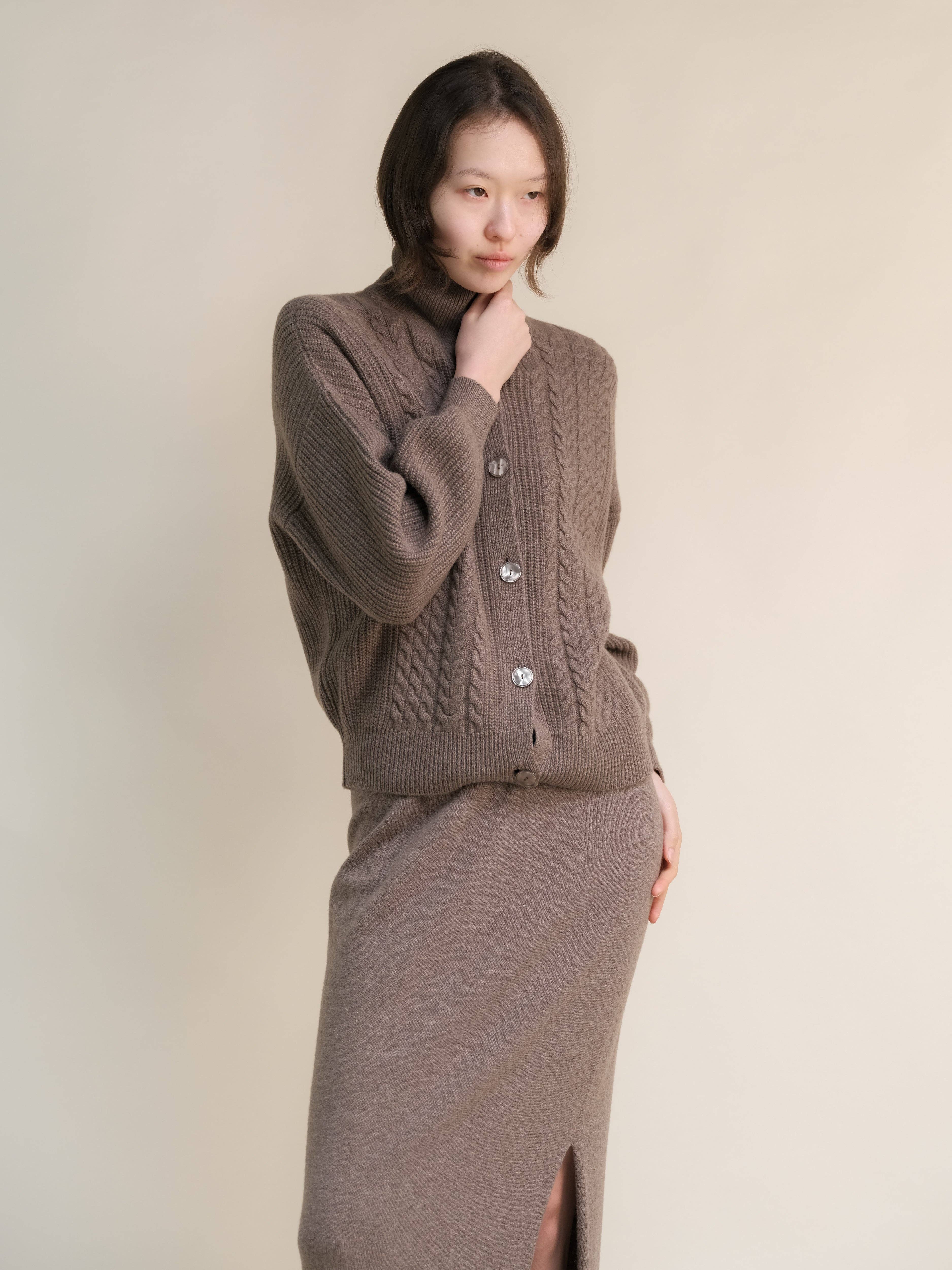 Lèmme – Cardigan - Mulher por atacado – Cardigan polo com tramas em mistura de cashmere19