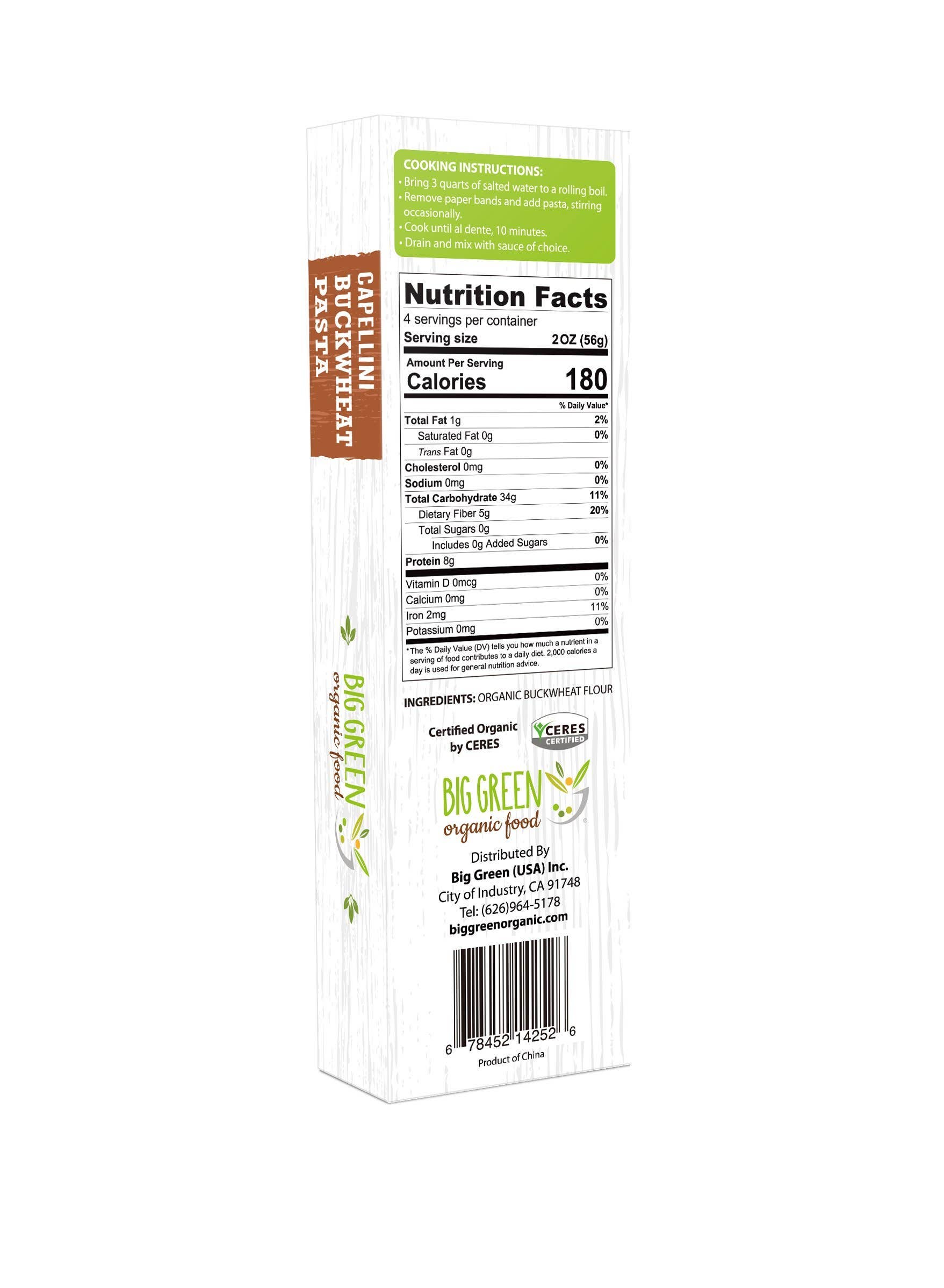 Big Green Organic Food - Wholesale Pasta - Organic Buckwheat Capellini1