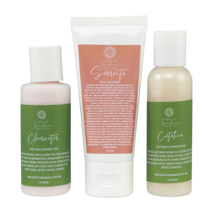 A Spray of Sunshine - Wholesale Bath & Body Set - Travel Kit: Body Wash + Tan Extender5