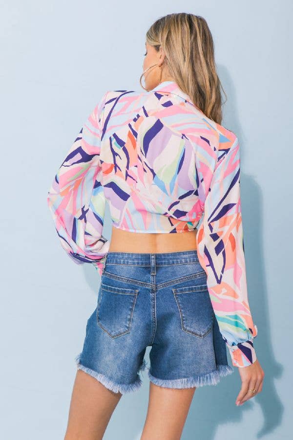 BLUE PINK A printed woven top-IT11579 for wholesale on Faire3