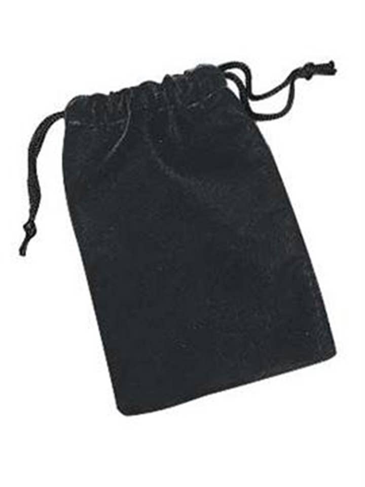 2 ¾"W X 3"H Black Velvet Drawstring Pouches - Pack of 12 for wholesale by Store Supply Warehouse