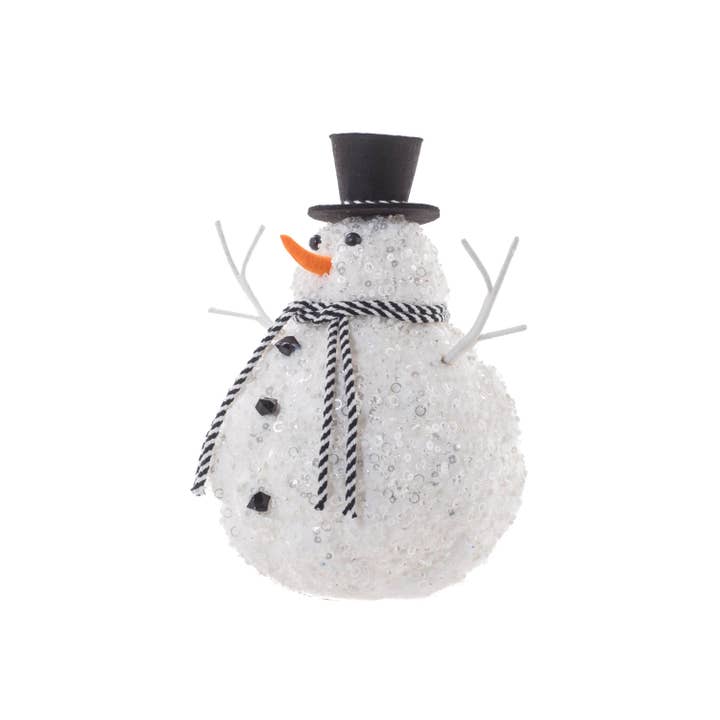 Starlight Collection - Wholesale Kerstdecoratie - Zilveren Gekartelde Sneeuwpop met Hoge Hoed1