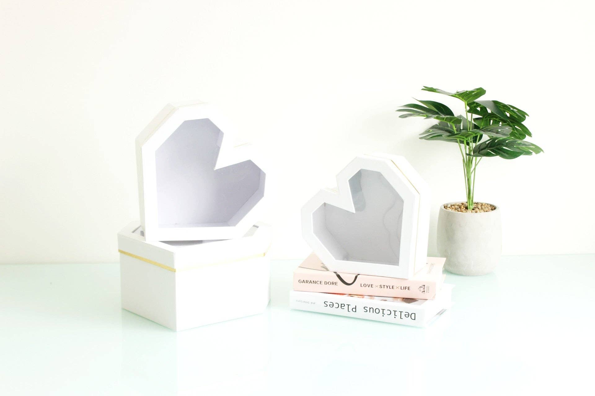 Elegant Design Supply - Wholesale Decorative Box - Diamond Heart Shape Flower Box with Clear Lid19
